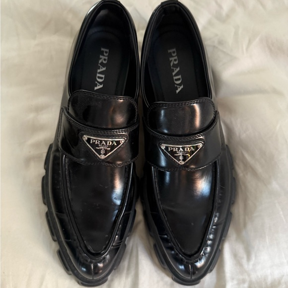 Prada Men's Glossy Black Slip-On Loafers